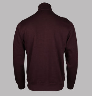 Lacoste Zip Up High Neck Interlock Sweatshirt Burgundy