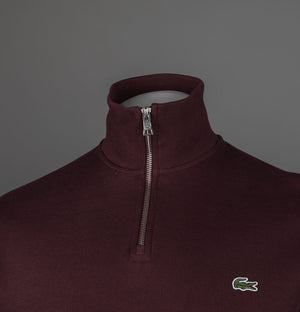 Lacoste Zip Up High Neck Interlock Sweatshirt Burgundy