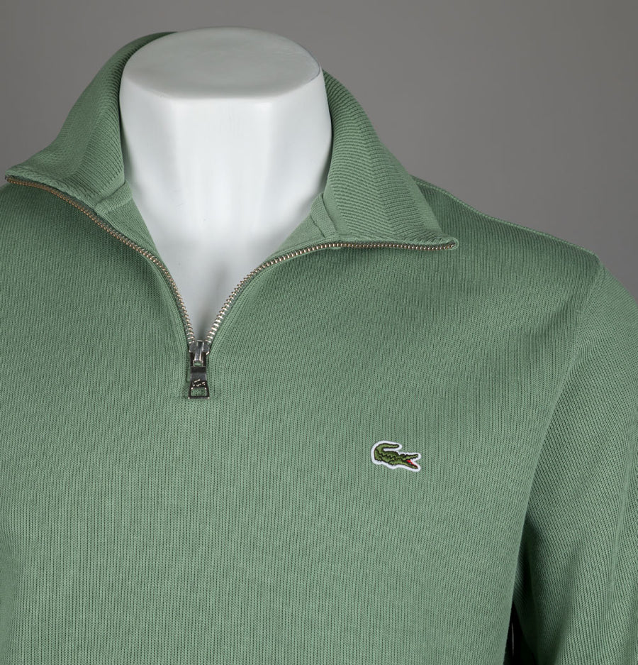 Lacoste Zip Up High Neck Interlock Sweatshirt Green