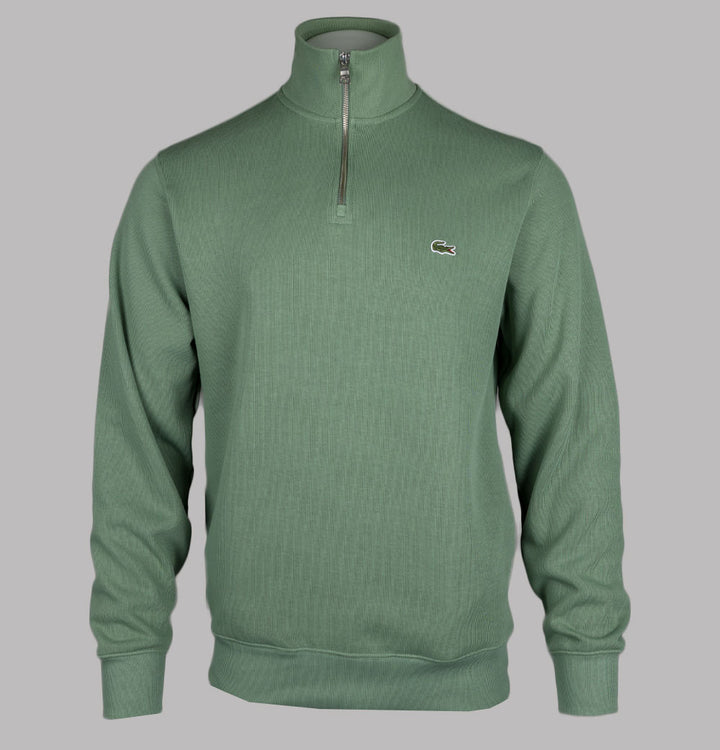 Lacoste Zip Up High Neck Interlock Sweatshirt Green