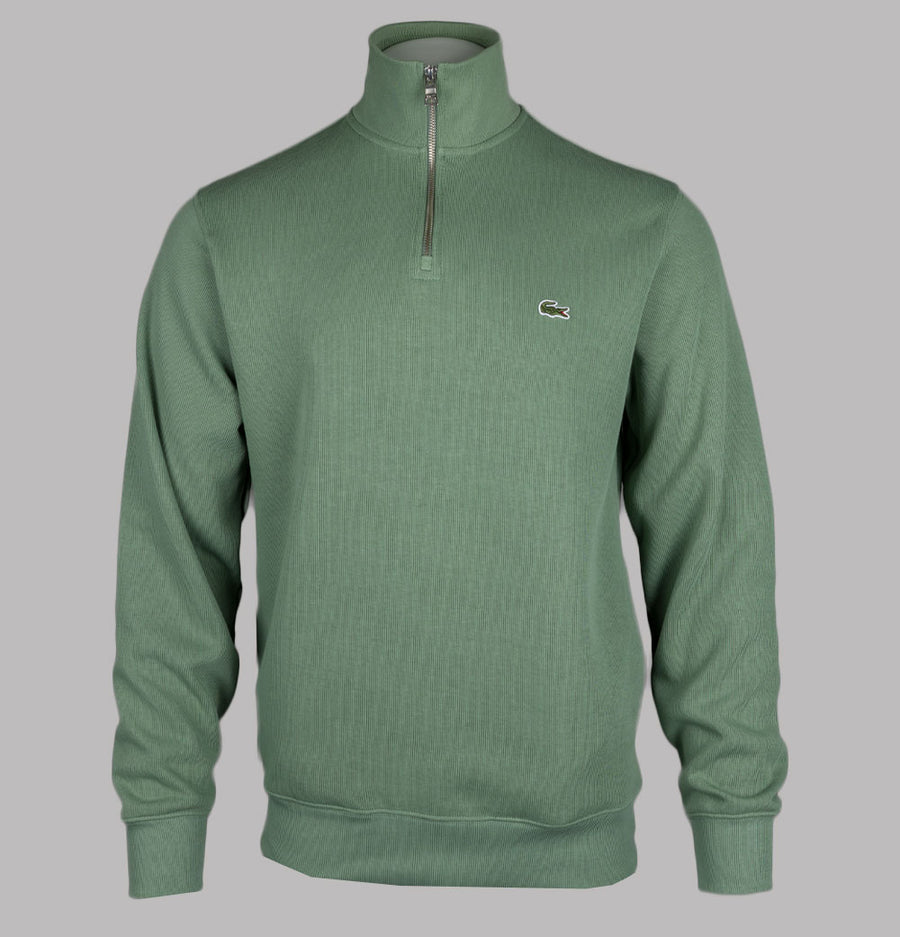 Lacoste Zip Up High Neck Interlock Sweatshirt Green