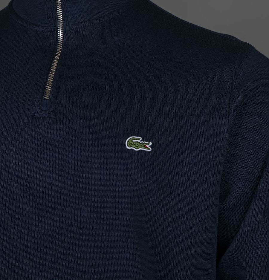 Lacoste Zip Up High Neck Interlock Sweatshirt Navy