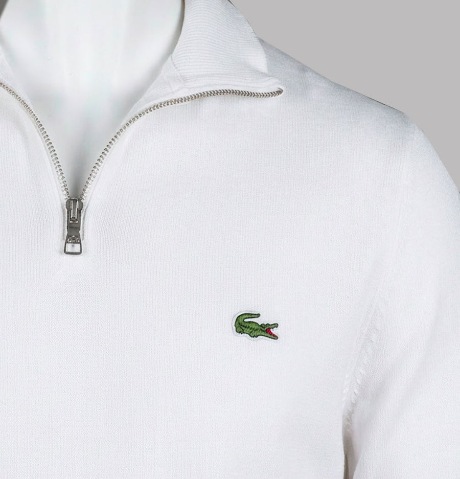Lacoste Zip Up High Neck Interlock Sweatshirt White