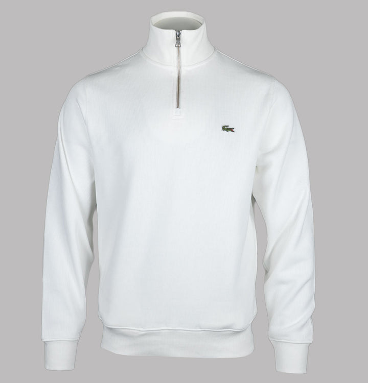 Lacoste Zip Up High Neck Interlock Sweatshirt White