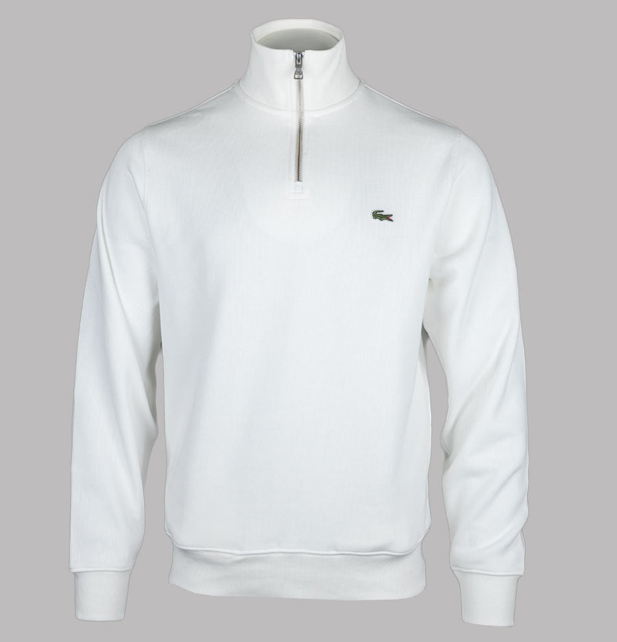 Lacoste Zip Up High Neck Interlock Sweatshirt White