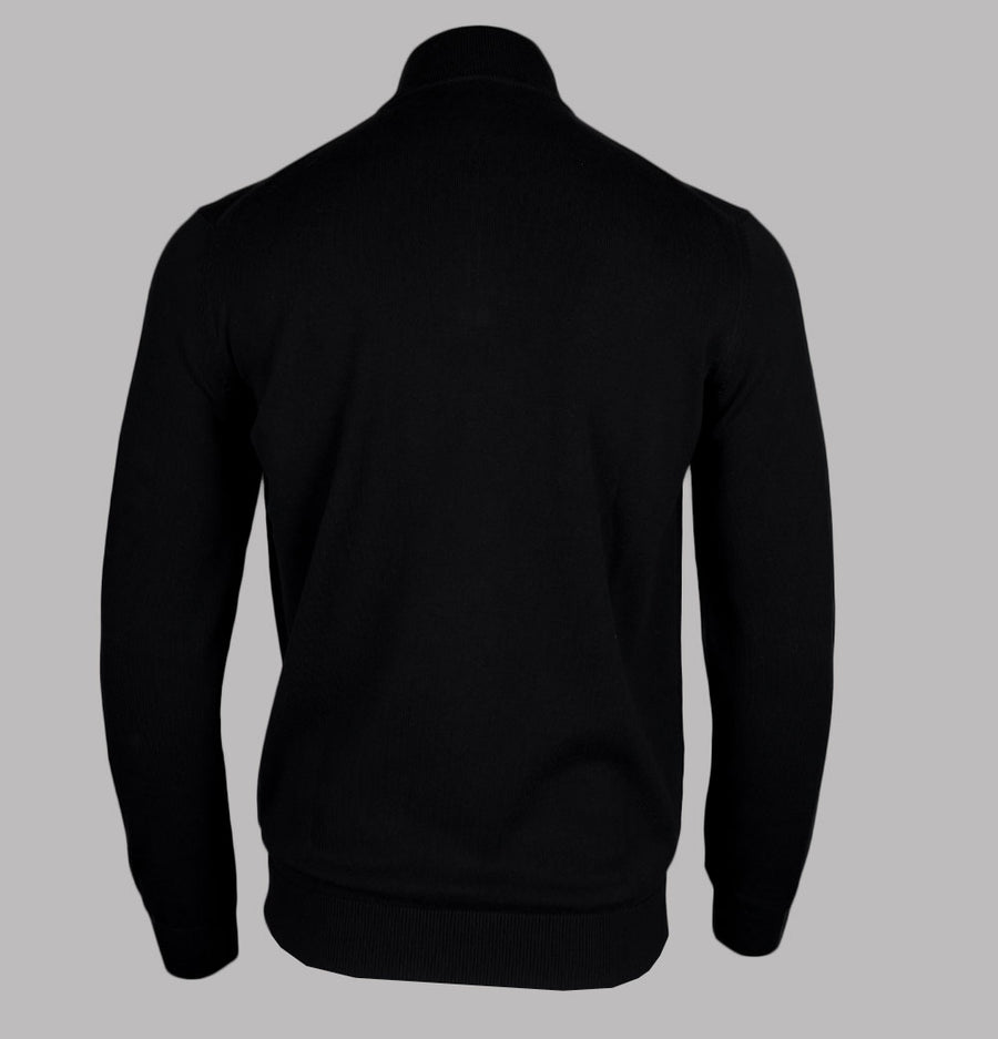 Lacoste Zipped High Neck Cotton Sweater Black