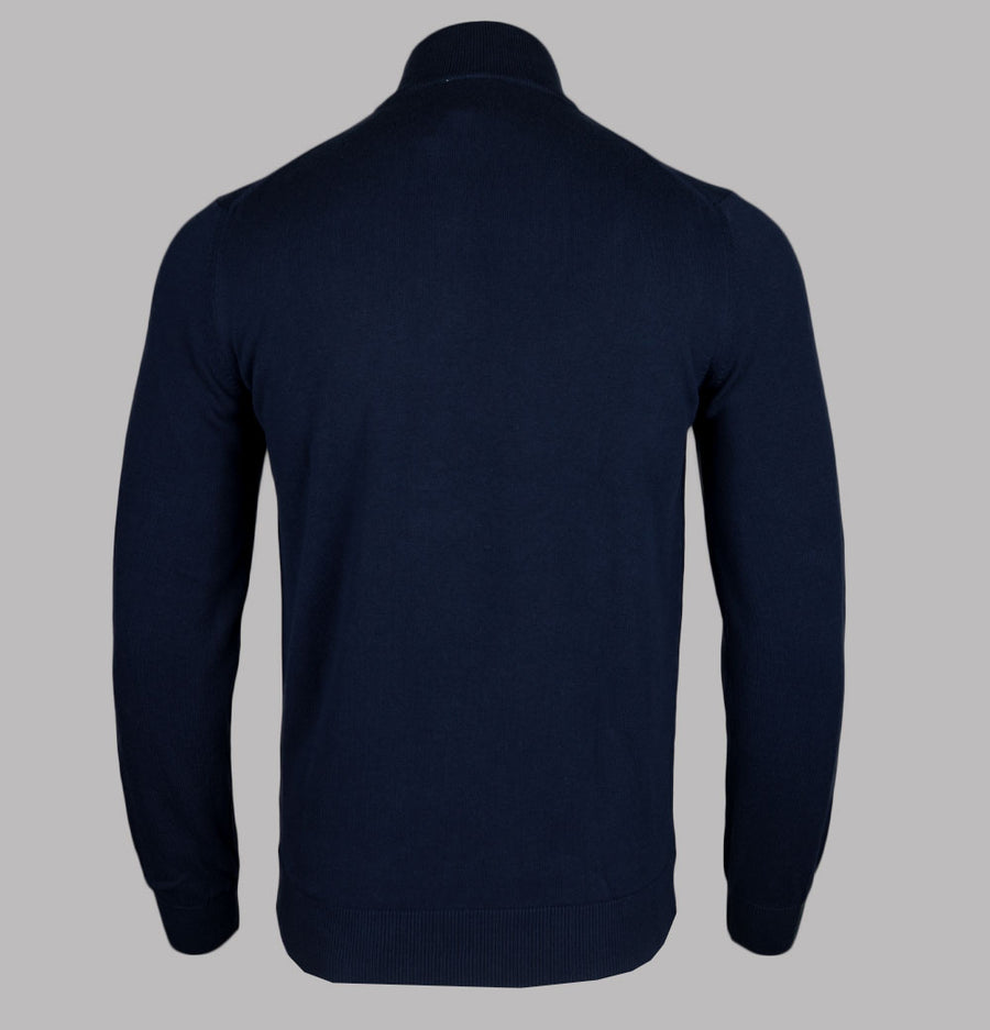 Lacoste Zipped High Neck Cotton Sweater Navy