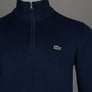 Lacoste Zipped High Neck Cotton Sweater Navy