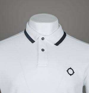 Ma.Strum Block Tipped Polo Shirt Optic White