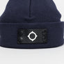 Ma.Strum Knitted Badge Beanie Ink Navy