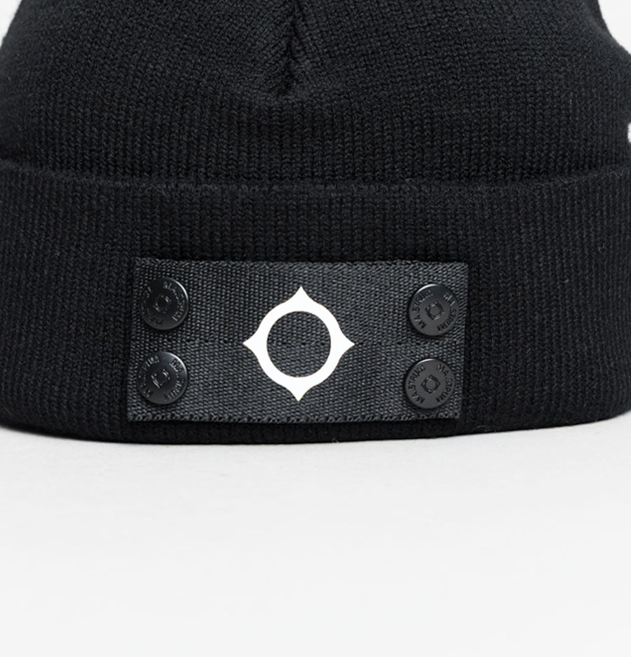 Ma.Strum Knitted Badge Beanie Jet Black