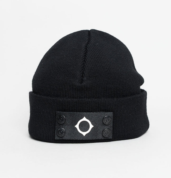 Ma.Strum Knitted Badge Beanie Jet Black