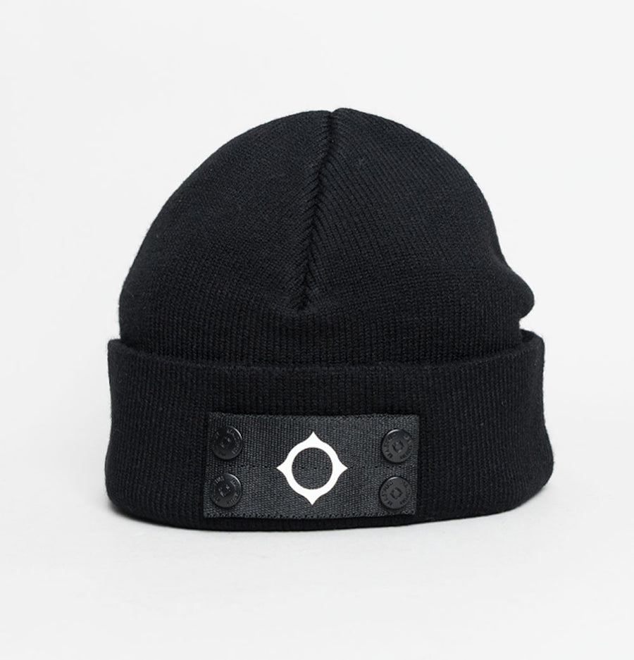 Ma.Strum Knitted Badge Beanie Jet Black