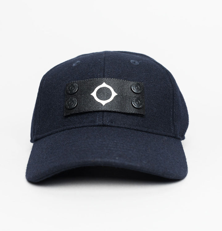 Ma.Strum Wool Badge Cap Ink Navy