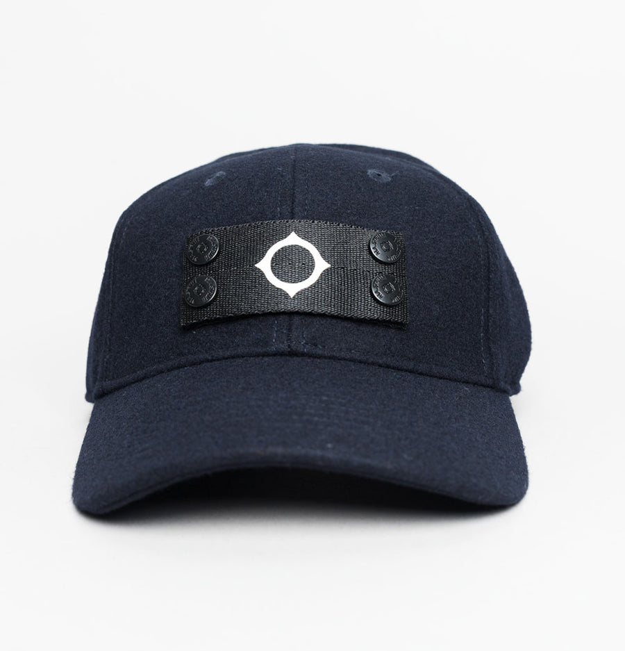 Ma.Strum Wool Badge Cap Ink Navy