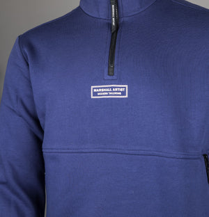 Marshall Artist Siren Box Logo 1/4 Zip Sweatshirt Monarch Blue