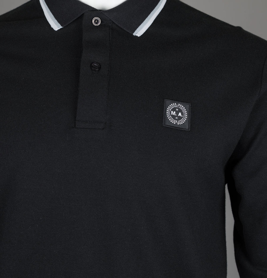 Marshall Artist Siren LS Tipped Polo Shirt Black