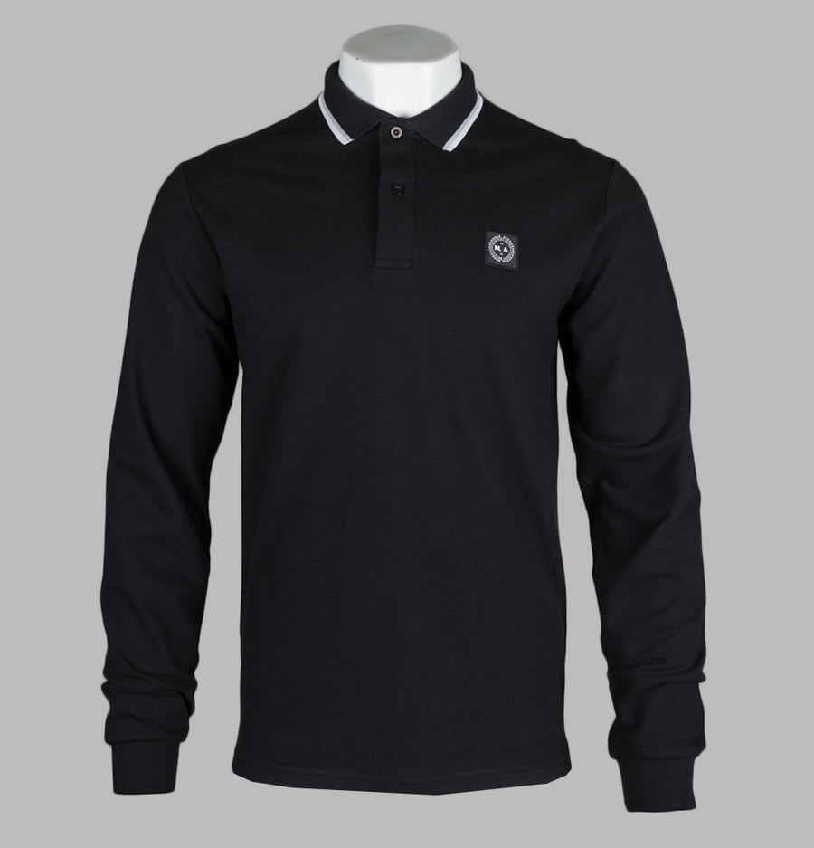 Marshall Artist Siren LS Tipped Polo Shirt Black