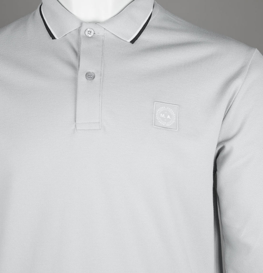 Marshall Artist Siren LS Tipped Polo Shirt Ghost Grey
