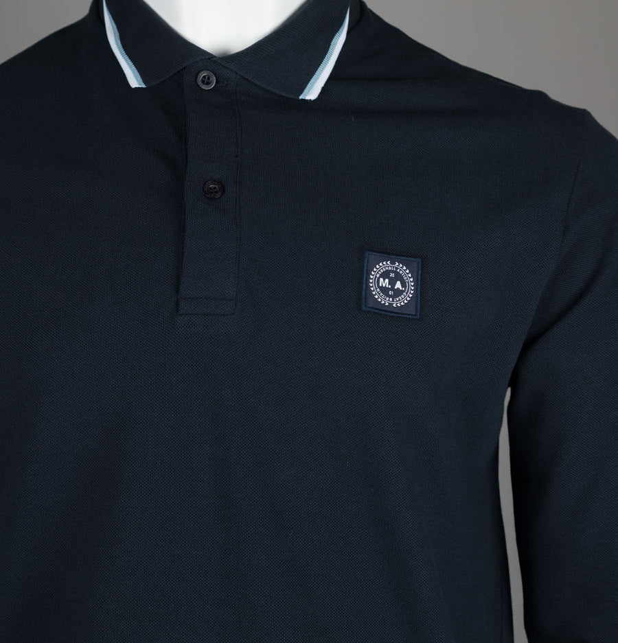Marshall Artist Siren LS Tipped Polo Shirt Navy