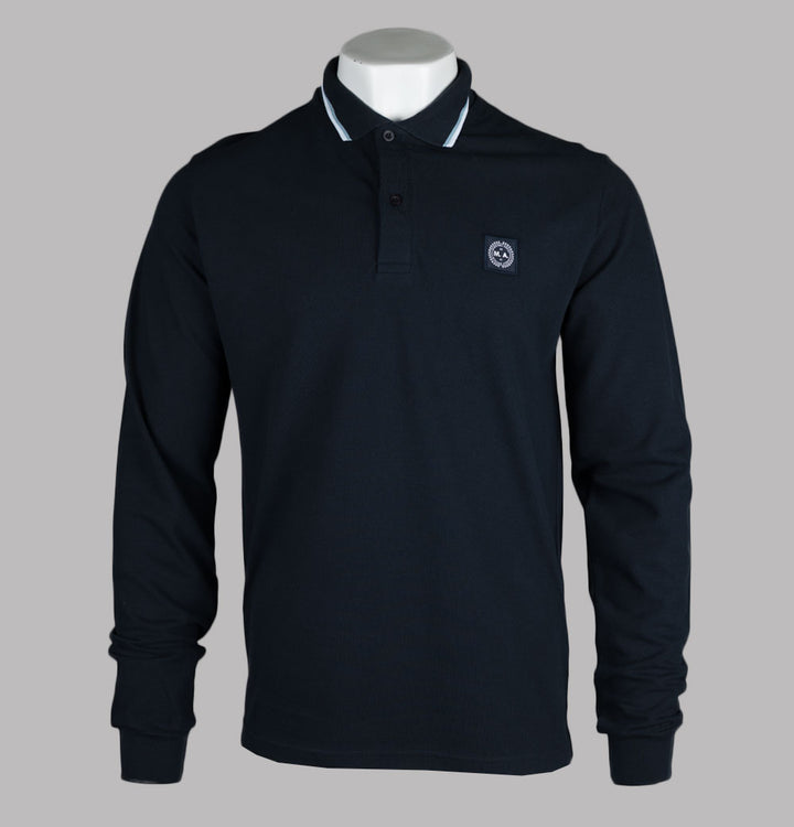 Marshall Artist Siren LS Tipped Polo Shirt Navy