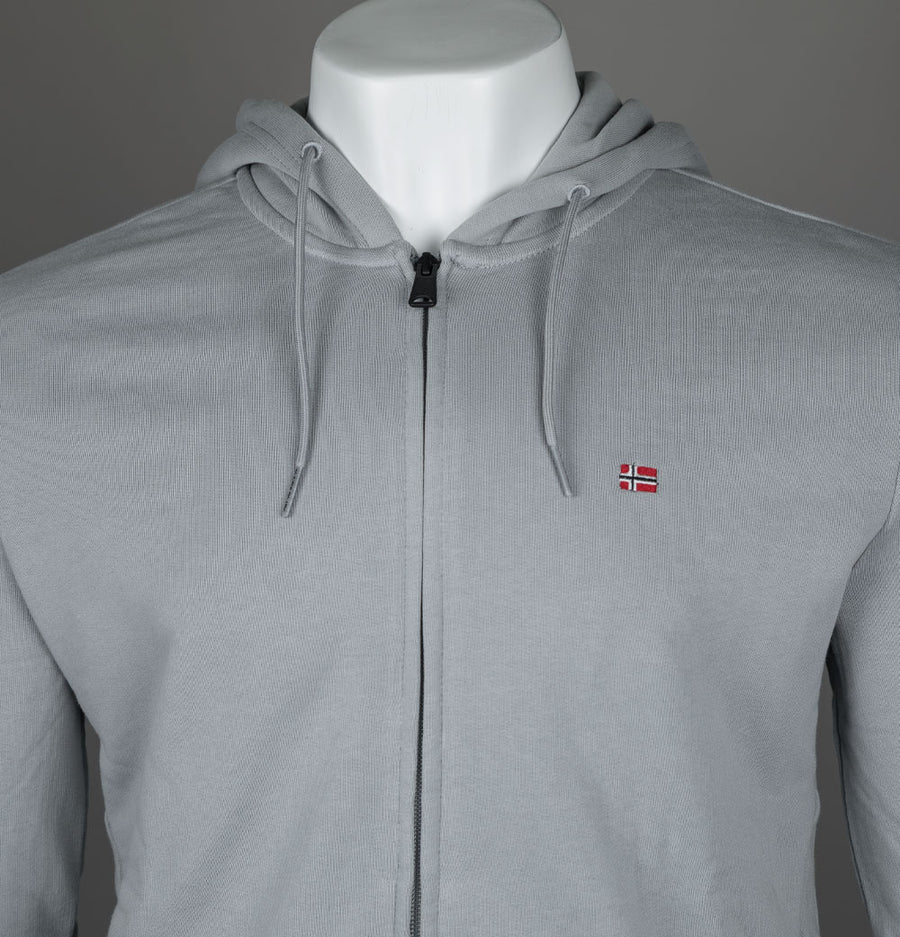 Napapijri Balis Full Zip Up Hooded Sweatshirt Ultimate Grey