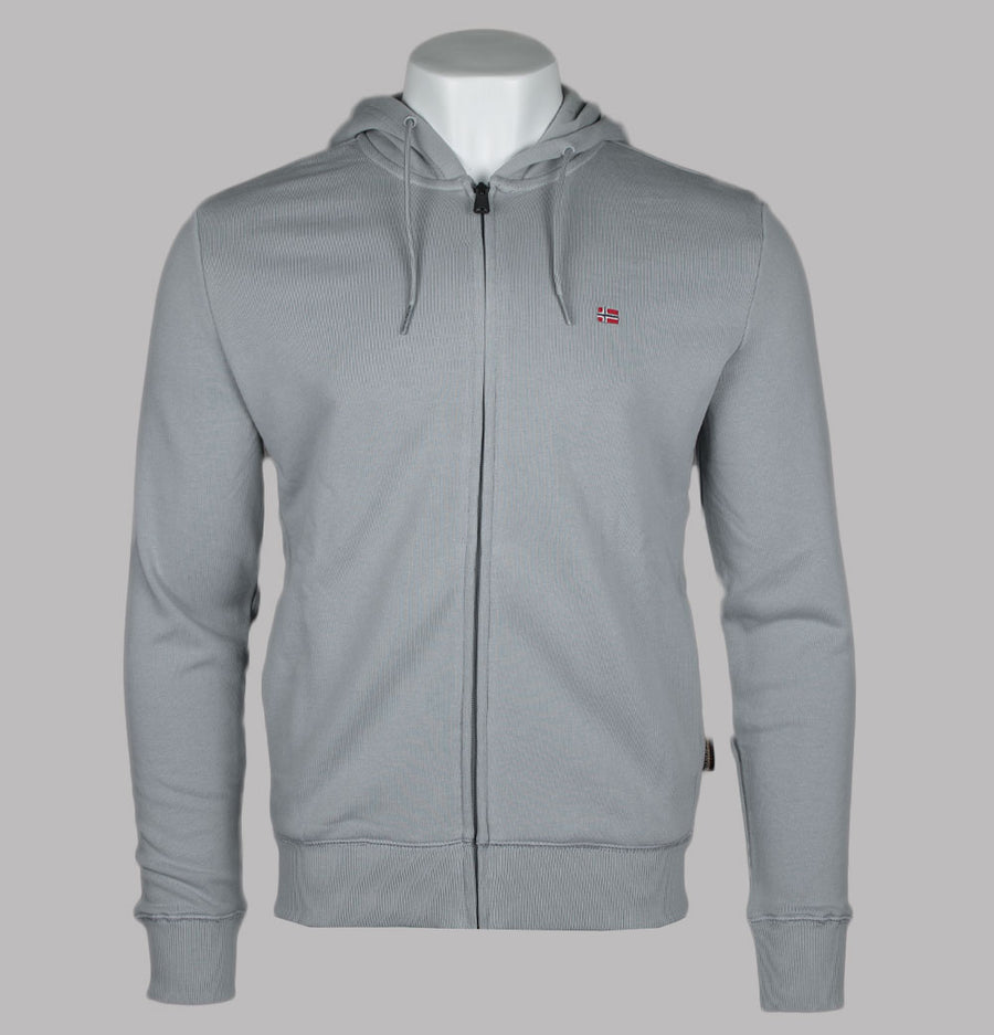 Napapijri Balis Full Zip Up Hooded Sweatshirt Ultimate Grey