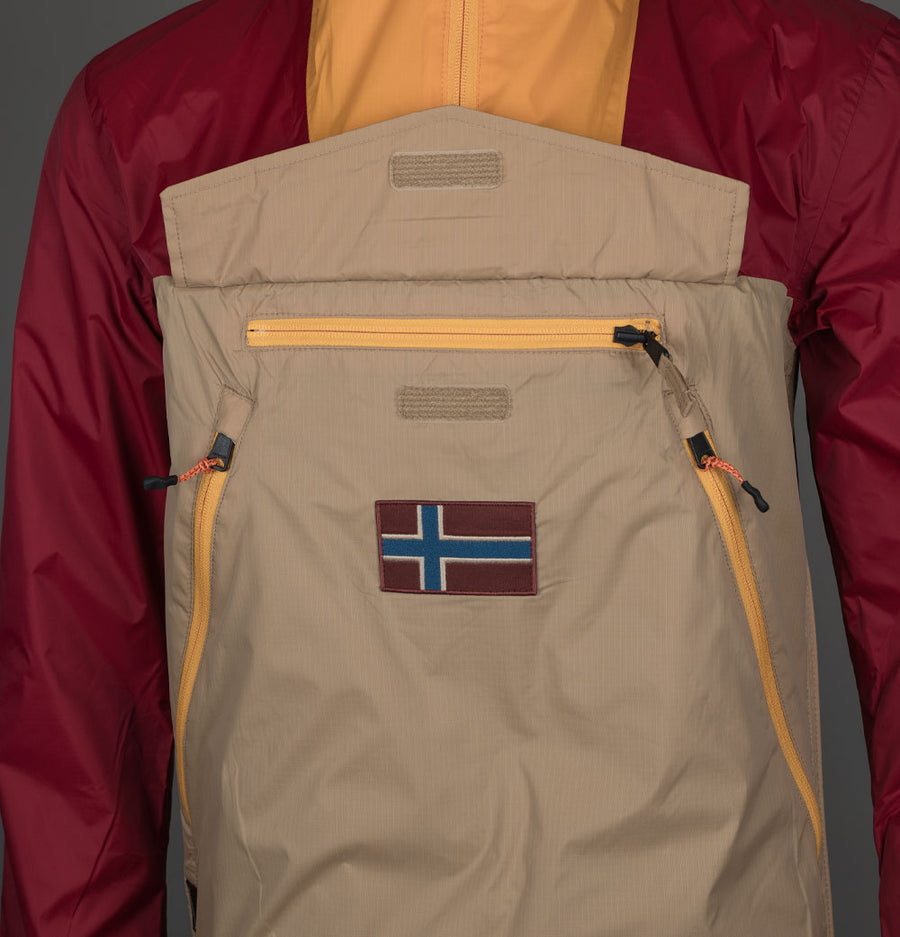 Napapijri Rainforest Ripstop Anorak Jacket Beige/Red/Orange