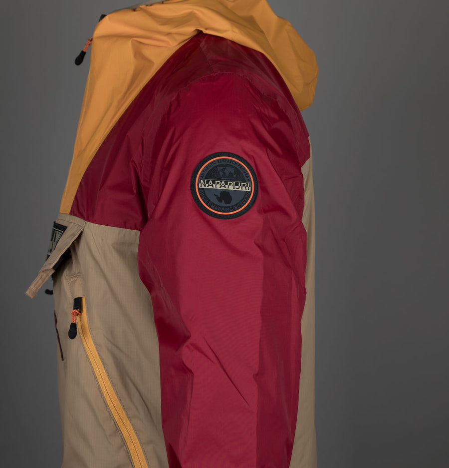 Napapijri Rainforest Ripstop Anorak Jacket Beige/Red/Orange