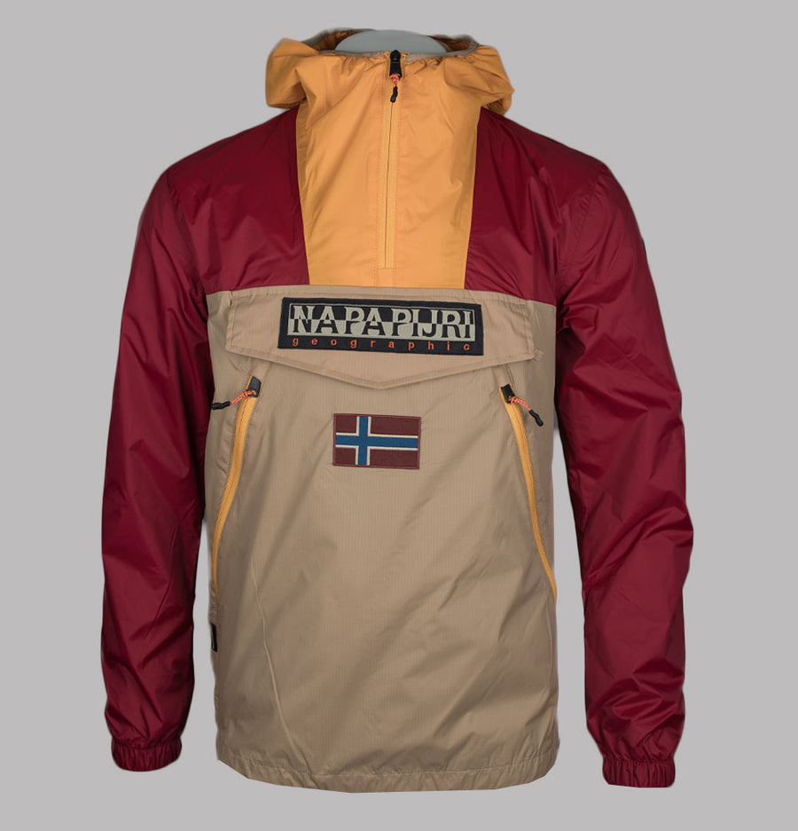 Napapijri Rainforest Ripstop Anorak Jacket Beige/Red/Orange