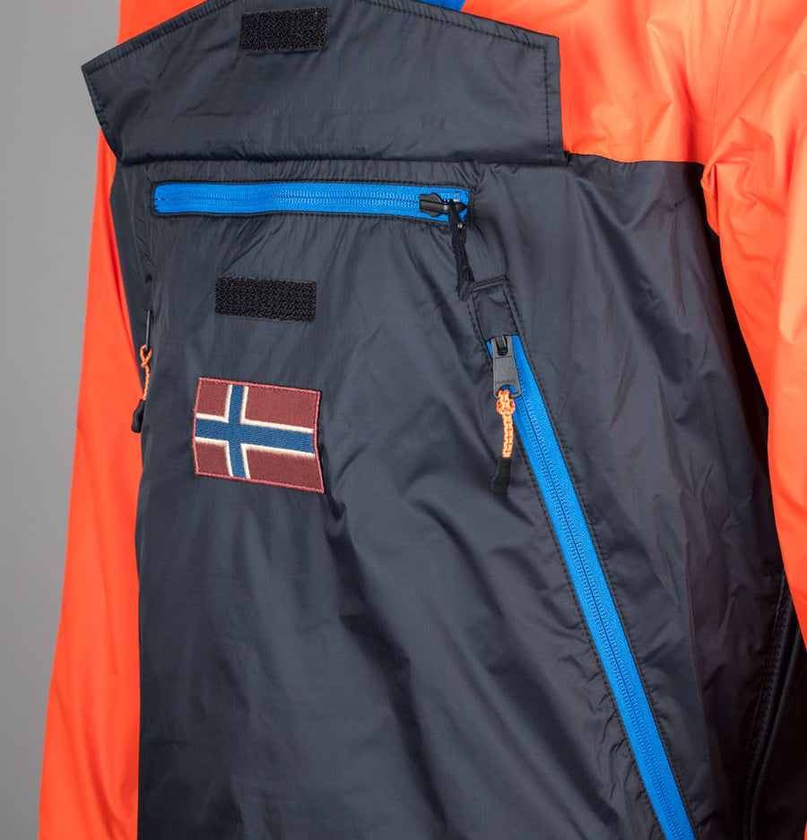 Napapijri Rainforest Ripstop Anorak Jacket Black/Orange/Blue