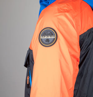 Napapijri Rainforest Ripstop Anorak Jacket Black/Orange/Blue