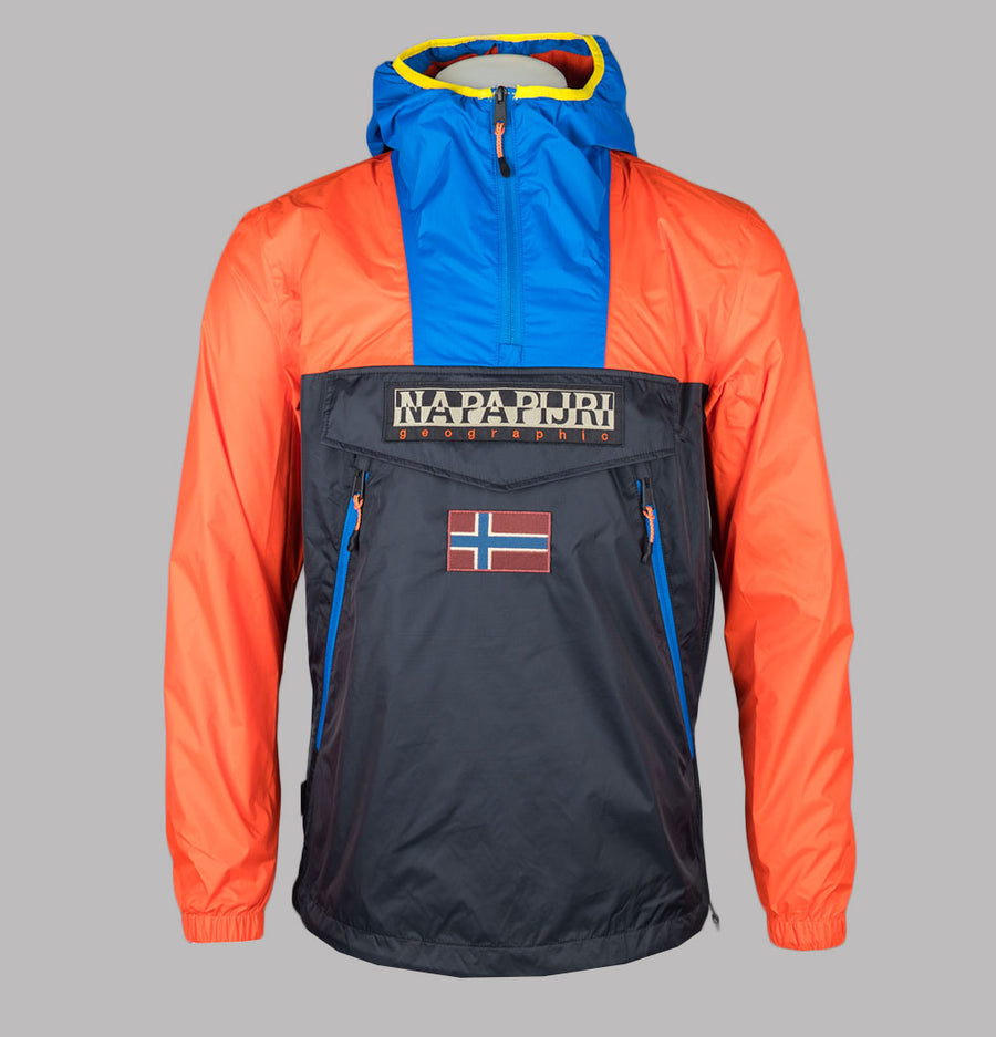 Napapijri Rainforest Ripstop Anorak Jacket Black/Orange/Blue