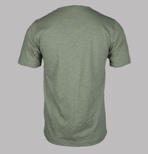 Pretty Green Aquarelle Paisley Applique Logo T-Shirt Green