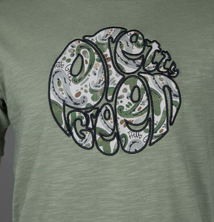 Pretty Green Aquarelle Paisley Applique Logo T-Shirt Green