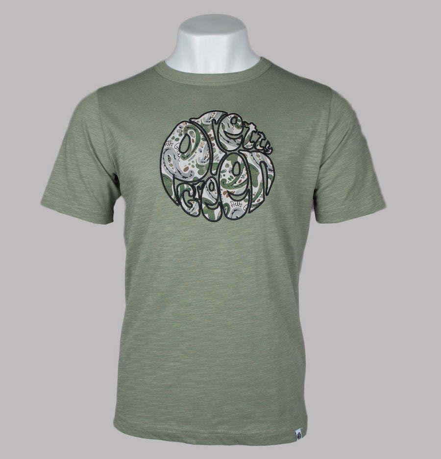Pretty Green Aquarelle Paisley Applique Logo T-Shirt Green
