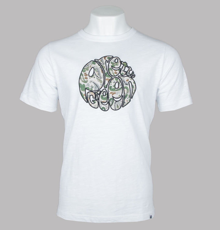 Pretty Green Aquarelle Paisley Applique Logo T-Shirt White