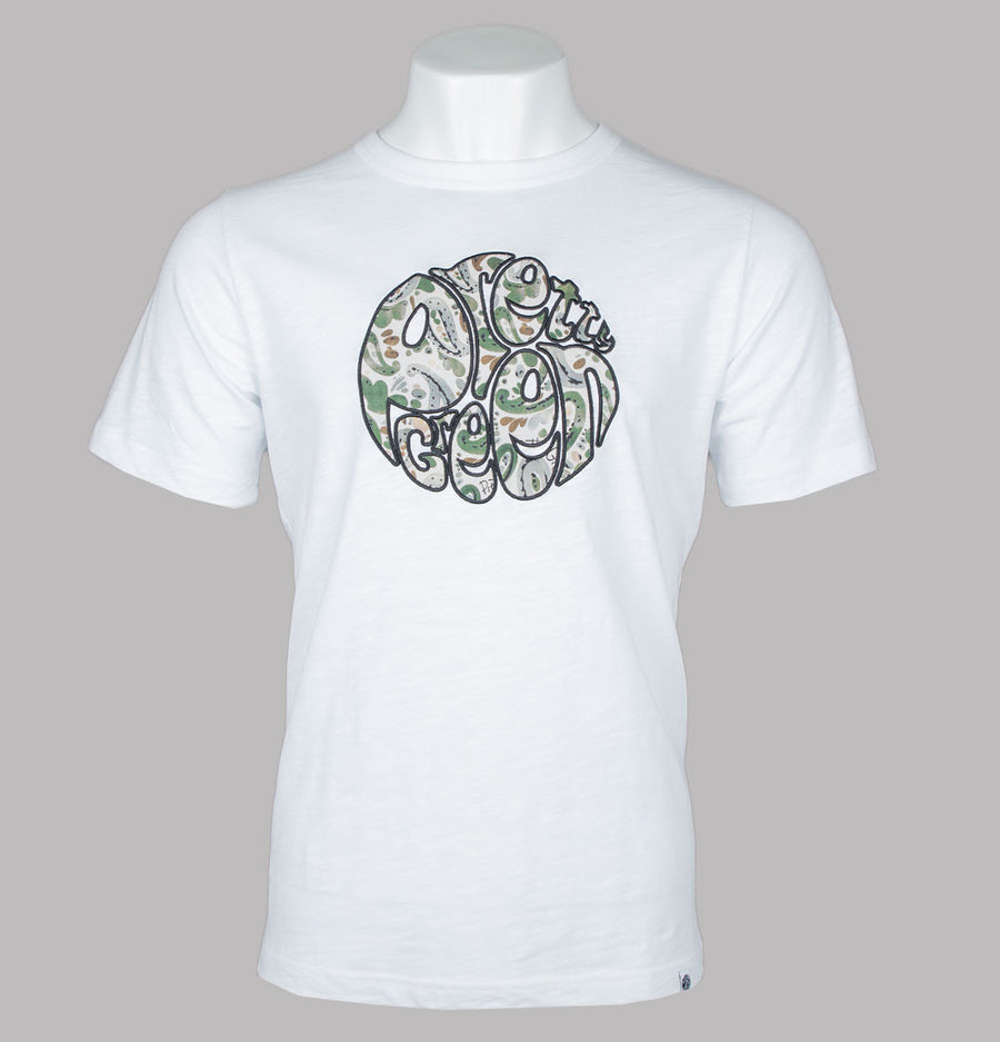 Pretty Green Aquarelle Paisley Applique Logo T-Shirt White