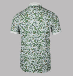 Pretty Green Aquarelle Paisley Polo Shirt Stone