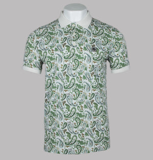 Pretty Green Aquarelle Paisley Polo Shirt Stone