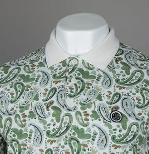 Pretty Green Aquarelle Paisley Polo Shirt Stone