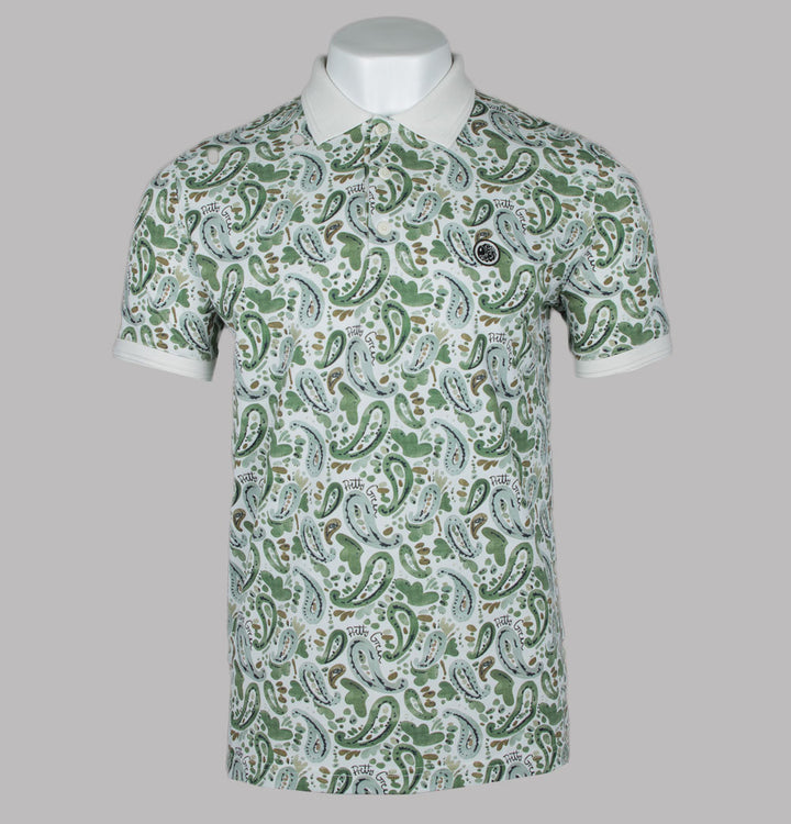 Pretty Green Aquarelle Paisley Polo Shirt Stone