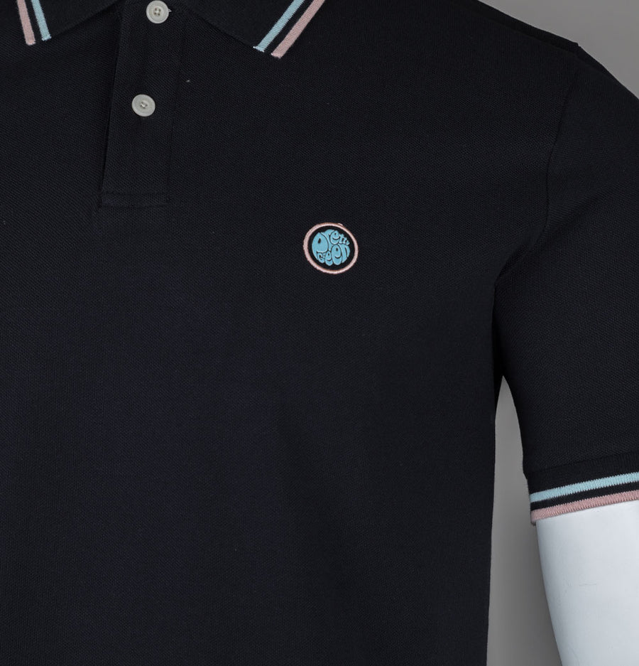 Pretty Green Barton Polo Shirt Black/Blue/Pink