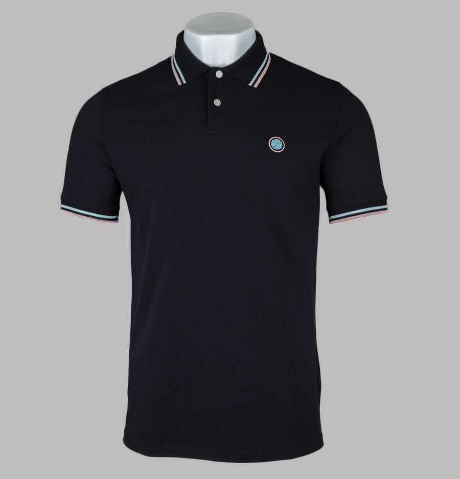 Pretty Green Barton Polo Shirt Black/Blue/Pink