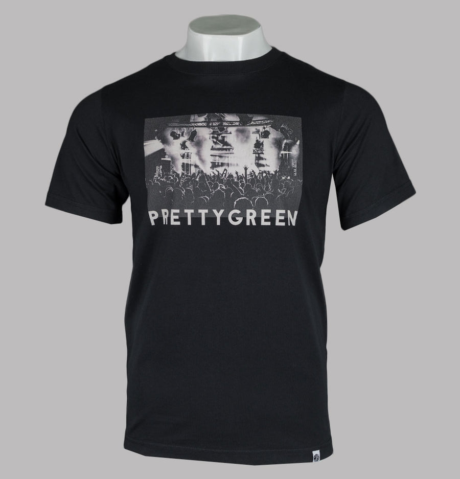 Pretty Green Crowd Photo T-Shirt Black