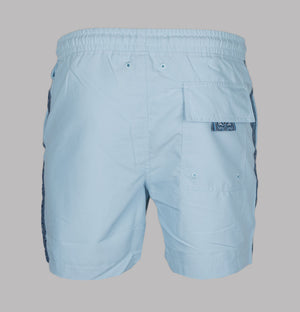 Pretty Green Eclipse Paisley Tape Swim Shorts Light Blue