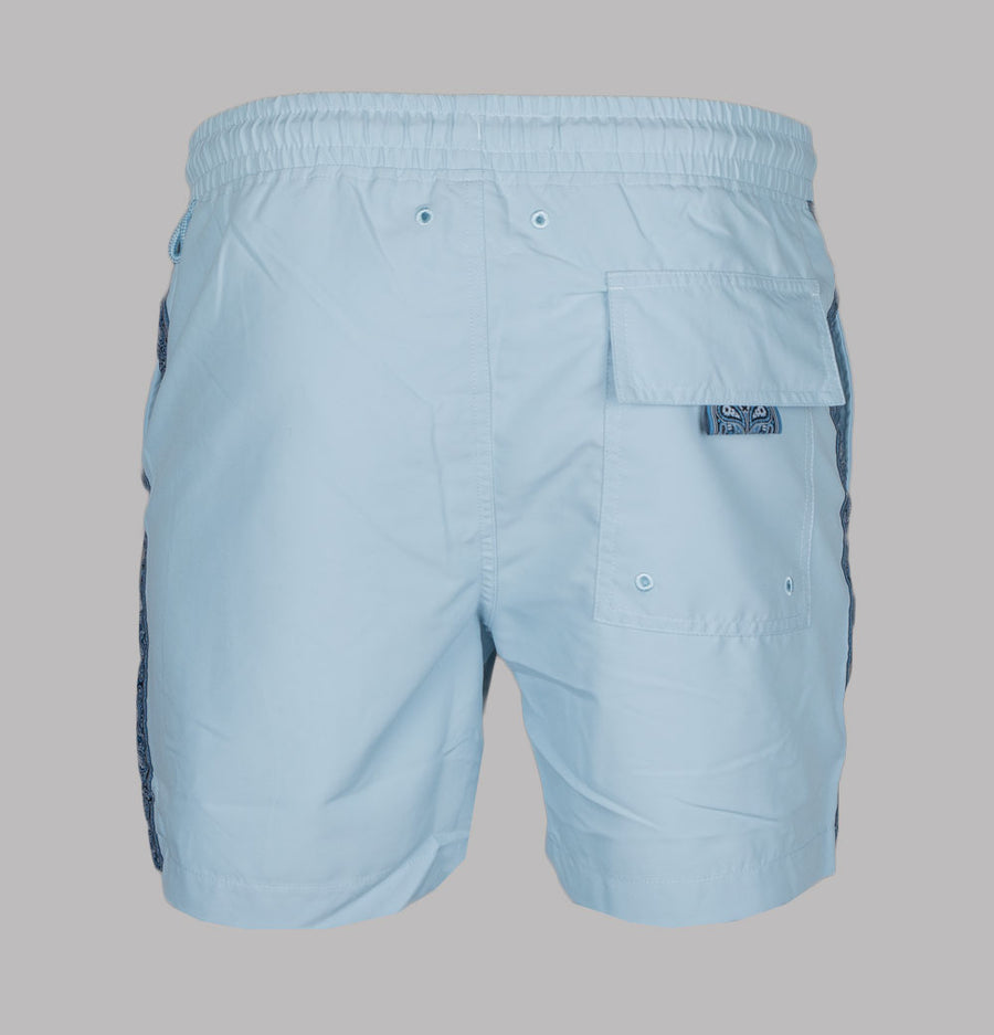 Pretty Green Eclipse Paisley Tape Swim Shorts Light Blue