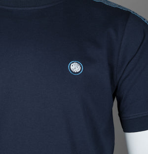 Pretty Green Eclipse Paisley Tape T-Shirt Navy