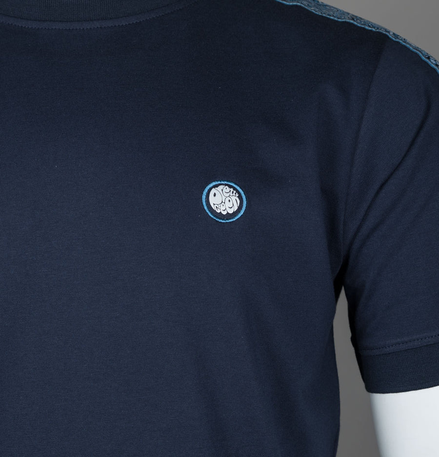 Pretty Green Eclipse Paisley Tape T-Shirt Navy