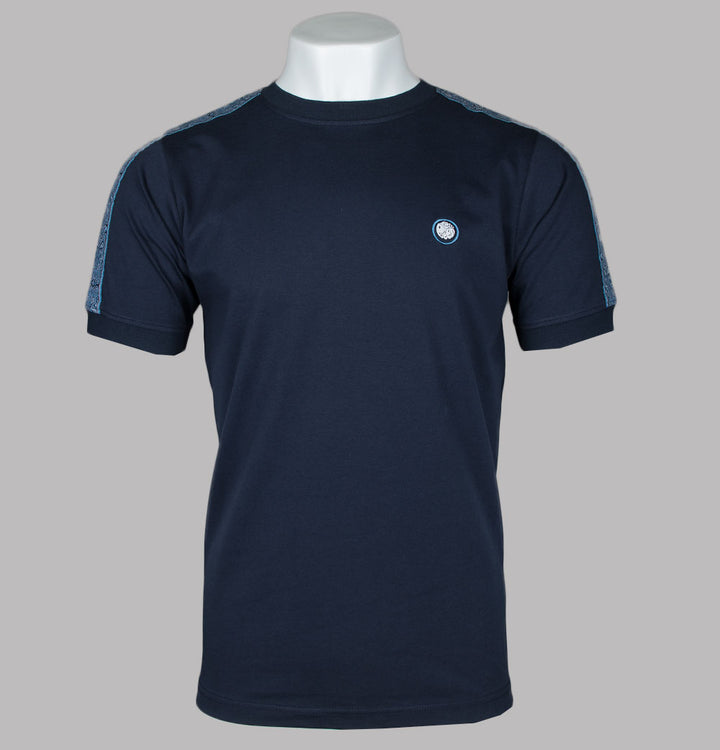 Pretty Green Eclipse Paisley Tape T-Shirt Navy